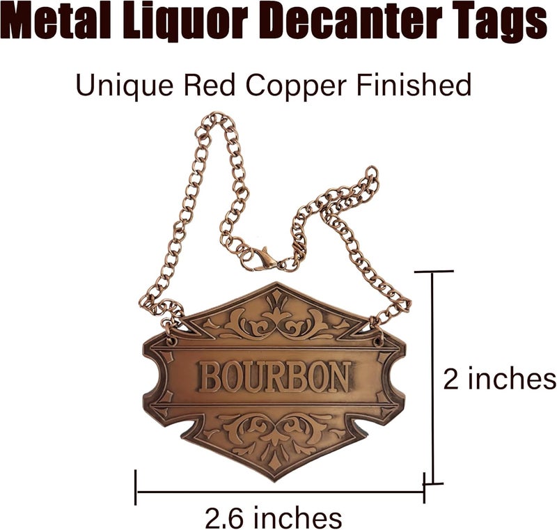 Hoomuda Copper Liquor Decanter Tags, Set of 8, 2.6 x 2 inches, Labels for Gin, Vodka, Bourbon, Whiskey, Brandy, Rum, Scotch, Tequila - Image 2